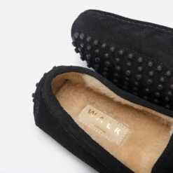 Walk London Men's Rodney Suede Slippers - Black -Ugg Shop 13124476 1034909095854127